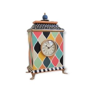 NWT MacKenzie-Childs Table Clock - Multi Color - Brand New